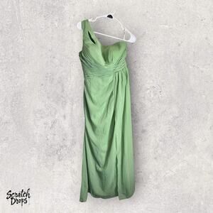 HY Wedding Bridesmaid Dress Size 10 Green One Shoulder Formal Gown Elegant Long